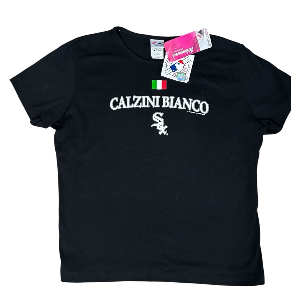 Majestic Black Tee with White Sox Calzini Bianco Italian Design NWT